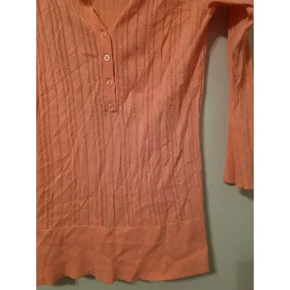 🧡 Aeropostale Ribbed Henley Knit Top (Size L) - Picture 4 of 4